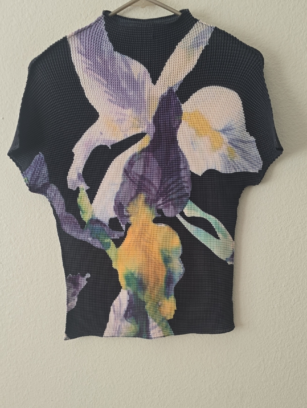 Beulah Black Short-Sleeve Tee with Purple & Yellow Floral Print